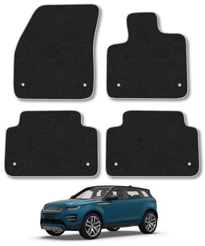 Land Rover Range Rover Evoque (2019+) [Automatic] Carpet Car Mats | Grey Edge Trim Tailored Fit Floor Mats Full Coverage Protection Accessories Easy Clean Anti Slip Made in the UK