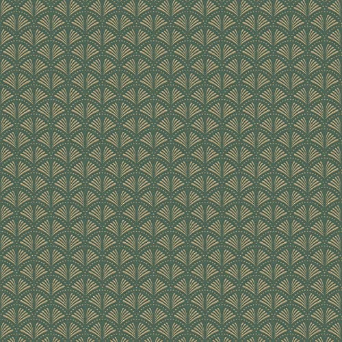 BRICOFLOR Papier peint pour chambre vert et doré style année 20 Tapisserie à motif art déco verte & doré Papier peint intissé motif géométrique