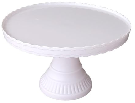 ulafbwur 12-Inch Plastic Cake Stand Stable Non-Slip Plastic Wave Design Dessert Display Plate for Wedding White
