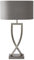 ValueLights | Large Silver Chrome Metal Bedside Table Lamp with a Grey Oval Lampshade Bedroom Living Room Hallway Light | Table Lamps, Home Décor & Improvement Essential