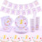 INSANYJ 16 Gäste Schmetterling Prinzessin Partygeschirr Set, Fee Geburtstag Party Geschirr, Pappteller Kindergeburtstag Set, Feen Schmetterling Partygeschirr Tassen für Party Kindergeburtstag Deko