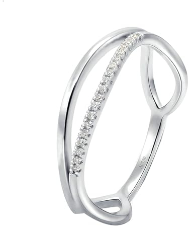 Whoiy Frauen Ring Weisgold, Echt Gold Verlobungsringe 18K Runder Schnitt Zierlich Ehering Trauring 750 Damenring Diamant Gr. 63 (20.1)
