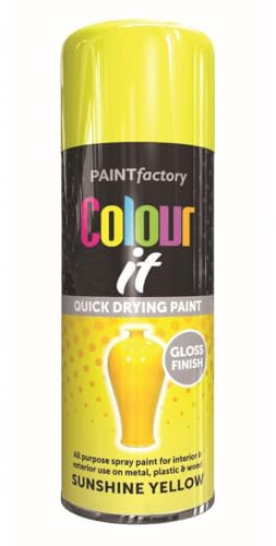 Inspired Essentials All Purpose Aerosol Spray Paint 400ml Quick Drying Spray, Fast Dry and Excellent Coverage for Metal, Wood, Plastic and More (Sunshine Yellow)