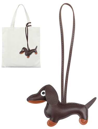 FDJZXW Leder Dackel Schlüsselanhänger, PU-Leder-Schlüsselanhänger Dackel, Süße Welpe Hundetasche Anhänger Key Chain Mode Pu Leder Dackel für Damen, Herren, Kinder, Mädchen, Jungen, Hundeliebhaber