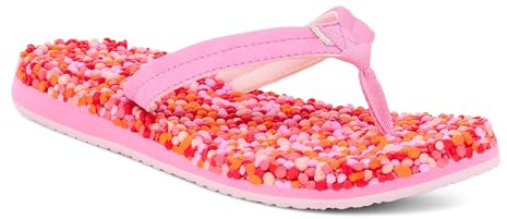 Sanuk Bubblecush Damen-Flip-Flops für Damen, Yoga-Sandalen für Damen, Strandsandalen, Komfort-Fußbett, Pink multi, 39.5 EU