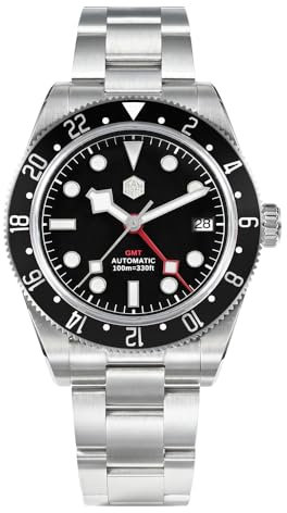 San Martin SN0109 NH34 GMT Luxuriöse automatische mechanische Herrenuhren, bidirektionale Aluminium-Lünette, wasserdichte Uhr, V 2, Modern