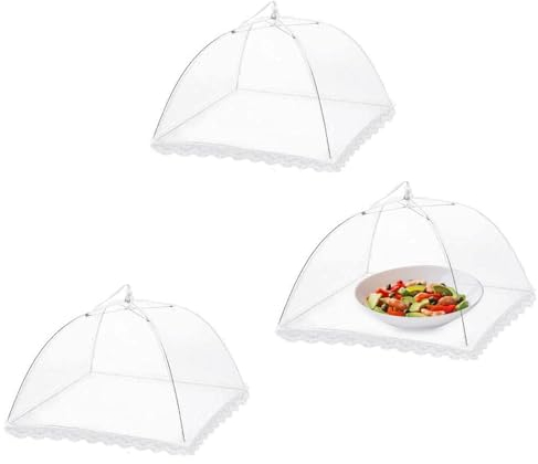 HXHWKEN 3Pcs Cubierta Protectora Alimentos Fresca Mosquitera Comida Desplegable Cubierta de Malla Plegable para Frutas Barbacoa Pasteles, 32x32cm