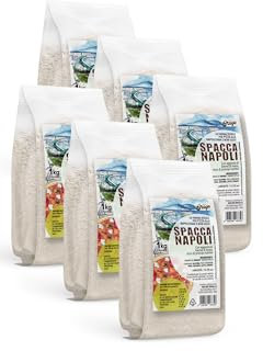 SPACCANAPOLI (6x1kg) Farina professionale per pizza Napoletana di grano tenero tipo 0, 300-340 W, con germe di grano, ideale per impasti napoletani, più digeribile, soffice e profumata