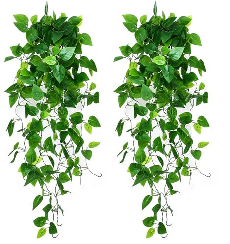 Plante Artificielle Tombante, 2pièce Plantes Suspendues Artificielles, Plantes Suspendues Artificielles, 100cm Artificielles à Suspendre Fausse Couronne de Lierre, pour Intérieur Extérieur Jardin