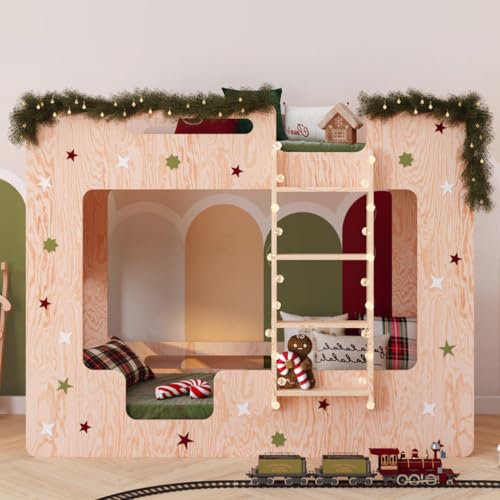 smartwood Etagenbett 80x180 cm - Hochbett aus Holz mit Rausfallschutz & Lattenrost bis 230 kg belastbar für Jungen & Mädchen - Mimi B