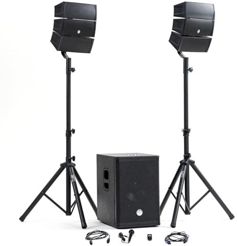 Pack de sonido DJ completo BM Bmsonic BMS-12-ARRAY-BT MKII, 1000W, altavoces Sat, caja de 31 cm USB/Bluetooth, soportes para cables