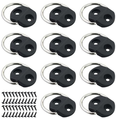 11 anillos de montaje en D para marcos de fotos, acero inoxidable en forma de D, para asegurar la carga en coches, kayak y remolques, color negro