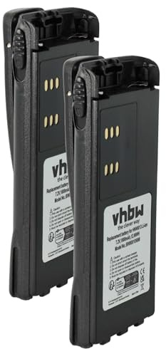 vhbw 2X Akku kompatibel mit Motorola HT750 | MTX8250, MTX8250.LS, HT1550.XLS Funkgerät, Walkie Talkie (1800 mAh, 7,2 V, Li-Ion) + Gürtelclip