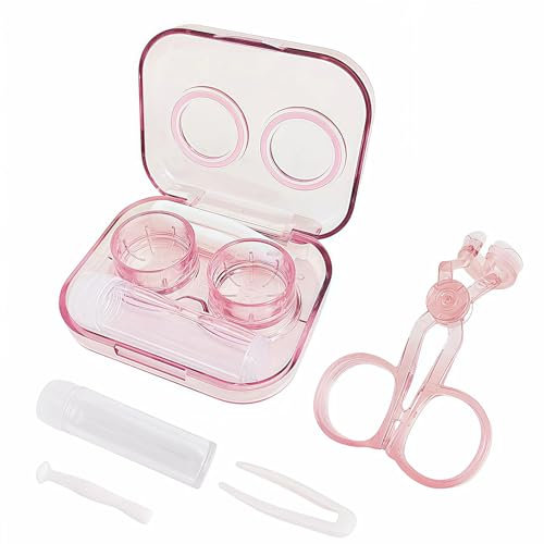 Portable Contact Lens Applicator Tool kit, with Contact Lens Case, Sucker, Tweezer, Solution Bottle, Eyelid Opener, Storage Bag, Wearing Aids for First Time Wearers and Long Nails, for Daily Travel