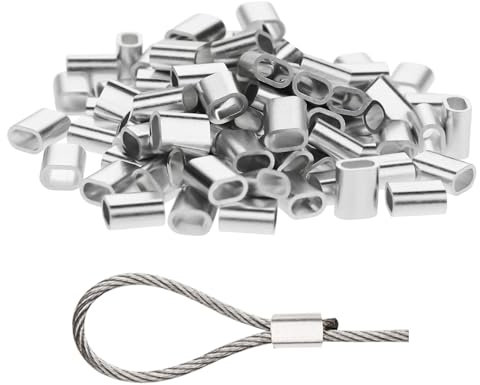 cobee Lot de 120 serre-câbles ovales en aluminium de 3 mm - Serre-câble en métal - Pour câble en acier (3 mm)