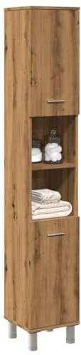 Myheimly Badschrank mit viel Stauraum, Schrank für Badezimmer, Badezimmermöbel Badmöbel Hochschrank Bad Artisan-Eiche 30x30x179 cm Holzwerkstoff