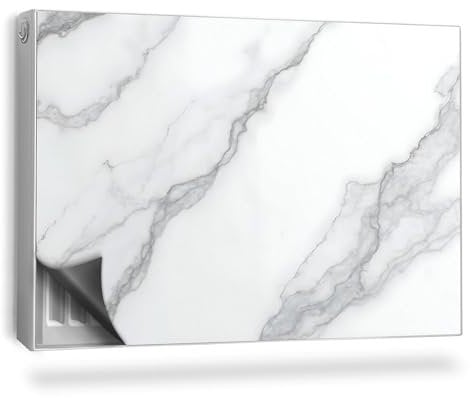 Heizkörperabdeckung 90x60 cm Magnetisch Heizung Schutz Hitzebeständing Magnetmatte für Heizkörper Einfache Installation Magnetbefestigung - Zarte Marmorstruktur, eleganter Stein