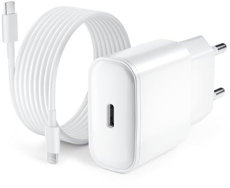 25W iPhone Ladekabel und Schnellladegerät für iPhone 14/14 Plus/14 Pro/14 Pro Max/13 12 11 SE, 2M USB C Lightning Kabel mit 3.0 PD Netzteil Power Adapter Ladestecker