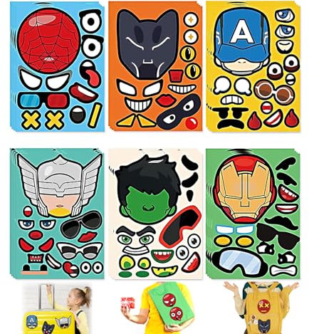 Superhelden Aufkleber - Kinderfreundliche Monster Aufkleber - 6 Einzigartige Designs - Wiederverwendbar und Wasserdicht - Perfekt für Partys und Geschenkverpackungen, 24 Stück