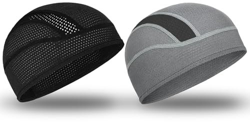 2 Pezzi Sottocasco Bici Estivo Traspirante, Cappello da Ciclismo, Sotto Casco Bicicletta, Berretto Sotto Casco Estivo per Uomo Donna, Cappellino da Ciclismo Estivo per Arrampicata Moto Calcio Ciclismo