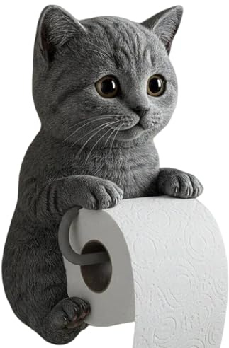 Porte Papier Toilette en Forme De Chat 3D Derouleur Papier Toilette Murale, Porte Papier Toil-ette Chats, Support Mural Décoratif pour Papier Toile-tte pour Amoureux des Chats