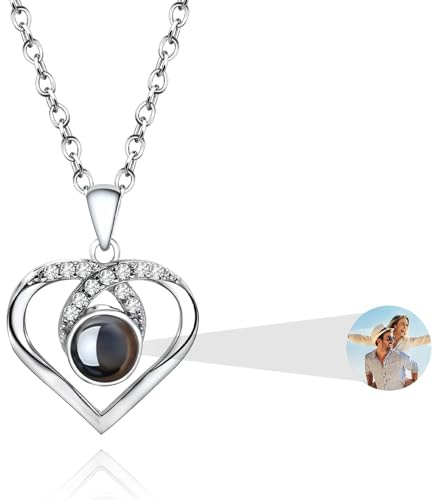 AAQ Personalised Photo Necklace - Custom Projection Necklace with Picture Inside, Personalised Gifts for Women Mum Girlfriend (style-03)