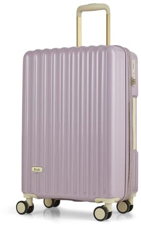 Rock Primrose Medium 62L Hard Shell Suitcase - Purple | Expandable Up To 69L - 360 Swivel Wheels, TSA Lock - Lightweight Build - 66 x 41 x 33cm - Stylish Impact-Resistant Shell