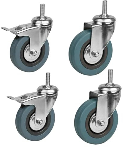 4 Stück Transportrollen Schwerlastrollen 75mm Lenkrolle drehbar | Industrierollen Möbelrollen Strandkorbrollen Räder für Palettenmöbel (2 mit 2 ohne Bremsen)