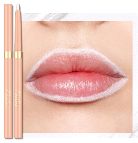 OULAC Weißer Lipliner Wasserfest, Lippenprimer, Drehbarer Langanhaltender Lippenkonturenstift mit Mattes Finish, Hochpigmentiert und Geschmeidig, Konturieren Sie Ihre Lippen, Vegan (13) White Waves
