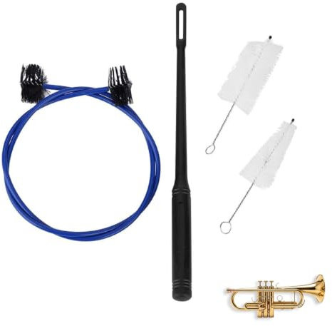 4PCS Trumpet Cleaning Care Kit, Trumpet Snake Brush Cleaning Kit Trumpet Cornet Maintenance Kit Mouthpiece Brush Valve Flexible Brush Set Musical Instrument Brushes Set for Trumpet Mouthpiece