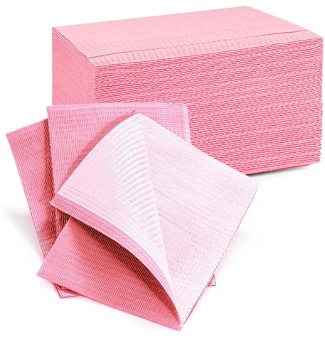 20 Pcs 13x18 Disposable Nail Mat Pink Waterproof Nail Art Table Mats 3-Ply Fordable Practice Sheets for Manicure Tables Dental Tattoo Table Covers