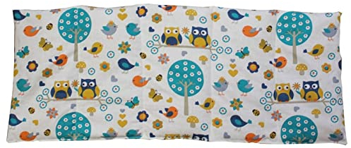 Franzis Nähstube 50x20cm Coussin aux pépins de raisin Hibou blanc en 100% coton I Coussin en grains de pépins de raisin 50x20 pour micro-ondes I Couss