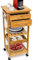 BAKAJI Carrello Cucina Multiuso In Legno di Bambù 3 Ripiani con Piano Vassoio Rimovibile 2 Cassetti con Portaposate Portacapsule Piano per Macchina Espresso Ruote Girevoli Dimensione 40 x 36 x 80 cm