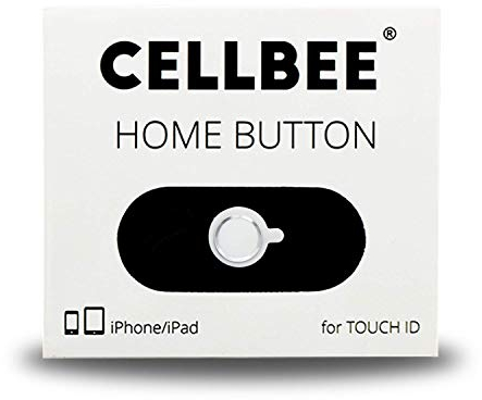 CELLBEE 1x geeignet für iPhone iPad Home-Button Touch ID Sticker Aufkleber Weiß mit Silber Ring 2.0 - Erhöhung bei für iPhone 6 6s 7 8 Plus SE 2020 iPad Air Mini Panzergläs