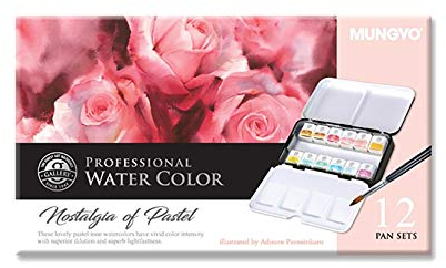 Mungyo Professional Solid Water Colors 12 Pan Colors Pastel Tone