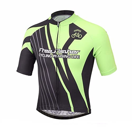 LSHEL Maillot de Cyclisme pour Enfant à Manches Courtes/Shorts Costume de Vélo Séchage Rapide vêtements Course Cycliste, Top,Racing Noir Vert, 13-14ans,160(Stature:150-160cm)