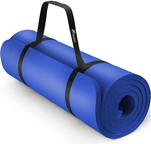 TRESKO Yogamatte Phthalatfrei - Gymnastikmatte rutschfest, Pilatesmatte Fitnessmatte mit Tragegurt, 185 x 60 x 1,5cm Dunkelblau