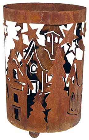 Windlicht Winterlandschaft Rost Design, Rostfigur, Dekofigur, Gartendeko, Metalldeko