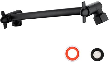 Bras de douche réglable en laiton noir mat 20,3 cm, facile à installer, bras d'extension de douche en laiton noir