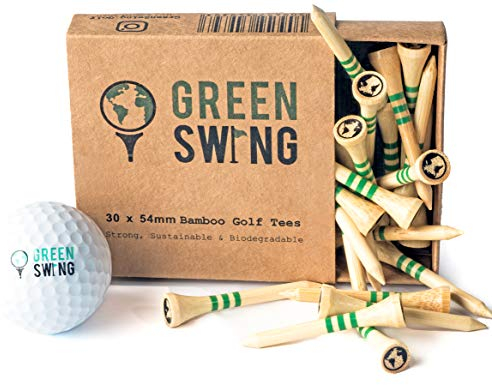 Green Swing Golf-Tees aus Bambus, stark, nachhaltig, biologisch abbaubar, 30 Stück, 38 mm, 54 mm, 70 mm oder 83 mm (54 mm, mittel, 30 Stück)