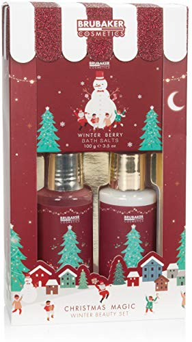 BRUBAKER Cosmetics Bade- und Dusch Geschenkset Winter Beeren Duft - 3-teiliges Pflegeset in weihnachtlicher Geschenkverpackung - Weihnachtsset für Frauen und Männer