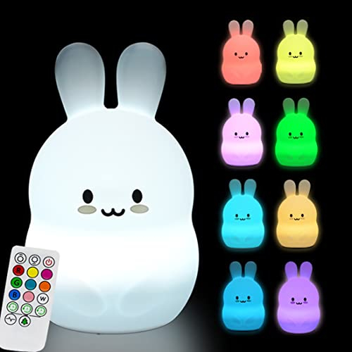 Glinrui Große Hase Nachtlicht für Kinder Silikon Schlafzimmer Licht fürs Kinderzimmer, Nachtlicht zum Schlafen, Baby Kinderzimmer Lampe und Farbwechsel Nachtlicht - Groß