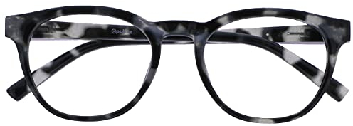 OPULIZE Blu-Brille Blaulichtfilter Cool Rund Rahmen Federscharniere Verbessern Den Schlaf Computerbrille Gaming Entspiegelt Schwarz Schildpatt Herren Damen B5-W +0.00