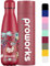 Proworks Edelstahl Trinkflasche | 24 Std. Kalt und 12 Std. Heiß - Vakuum Wasserflasche - Isolierflasche für Sport, Laufen, Fahrrad, Yoga und Camping - 1 Liter - Bio-Traube - Schmetterlingsschönheit