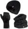 HEAT HOLDERS - Damen Extra Warm Mütze, Handschuhe und Halswärmer Set für Winter mit Fleece Gefüttert (Einheitsgröße, Schwarz)