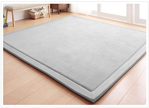 CASTLYE Kinderteppich Korallensamtteppich Teppiche Fürs Kinderzimmer Matten Teppich Anti Rutsch Unterlage Teppich Wohnzimmer, Silbergrau, 100x100cm