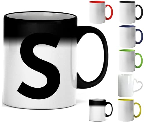 Design Letters Coffee Cup - Available in A-Z | Initial Mug with Alphabet | Ceramic Coffee Mugs for Women, Men | Letter S Mug | White Magic Mug