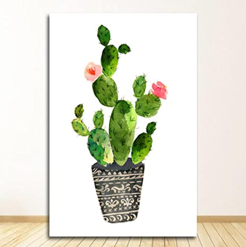 MINGYXZZT painting Quadro su Tela Cactus verde del fumetto Stampe da parete Pop Artwork Per Soggiorno Camera Da Letto Home Decor A Parete Artigianato 30x40cm Senza Cornice