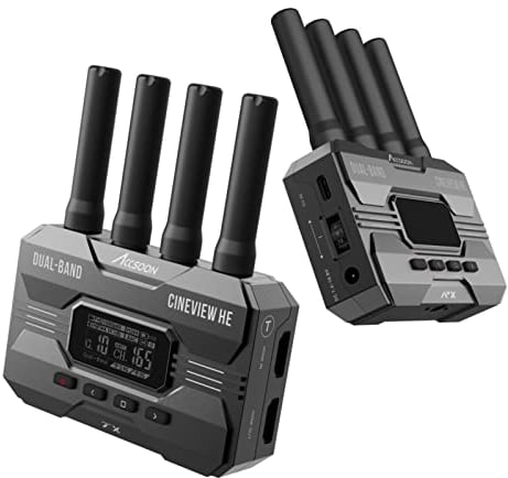 Accsoon CineView HE Wireless Sender-und Empfängersystem HDMI Dual-Band 2.4GHz 5GHz 1200 Fuß/350m,0.06s HD-Kamerasteuerung IOS Android Sender Empfänger für Tik-Tok YouTube Live-Streaming.