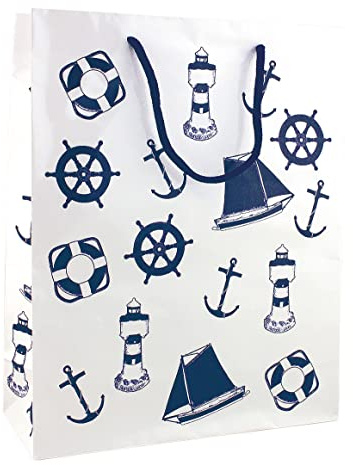 Geschenktüte maritime Deko Papier lackiert 26x33cm Sea-Club